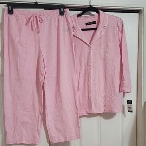 Ralph Lauren Pink Striped Sleepwear Set